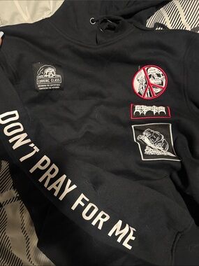 Lurking Class Black Graphic Hoodie - "Don't Pray For Me"